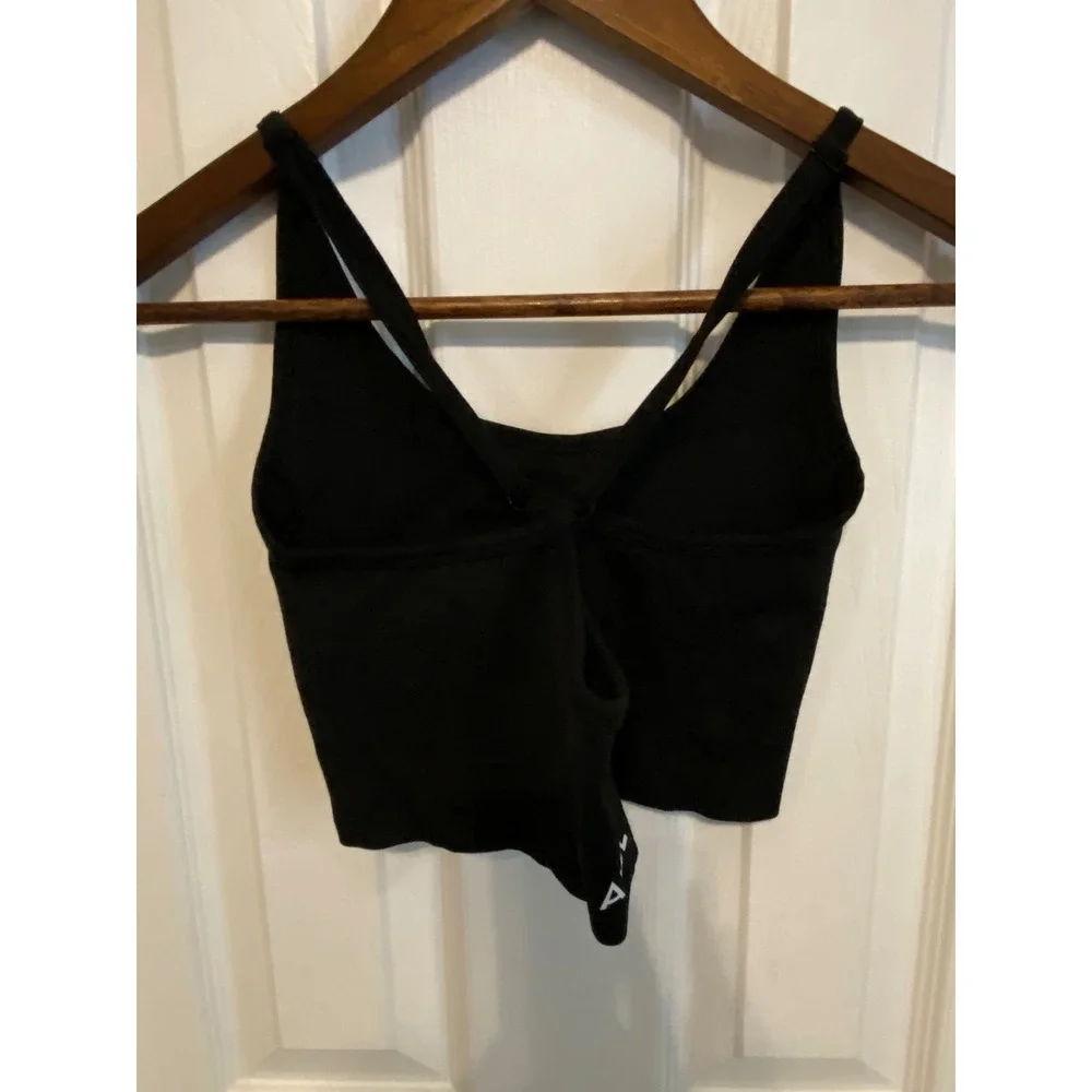 AYBL Motion Seamless Sports Bra Black Cross Back Activewear Top Womens Medium